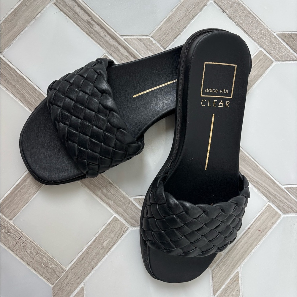 Dolce Vita Black Braided Slide Sandals